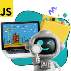 Язык программирования JavaScript + AI. Проектное обучение + геймификация + AI-помощники - КИБЕРшкола программирования для детей, компьютерные курсы для школьников, начинающих и подростков - KIBERone г. Бугульма